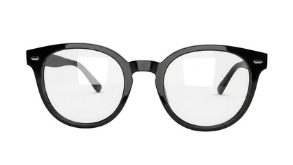 Black round eyeglasses isolated PNG, classic eyewear with clear lenses for vision correction and fashion accessory