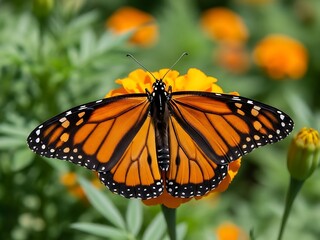 Fototapeta premium Monarch Butterfly on Marigold