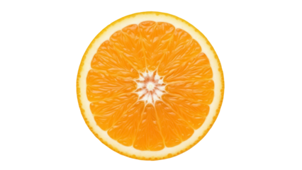Vibrant orange slice PNG isolated on transparent background, juicy citrus fruit for healthy eating and summer designs