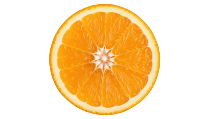 Bright orange slice PNG isolated on transparent background, juicy citrus fruit for healthy eating and summer designs