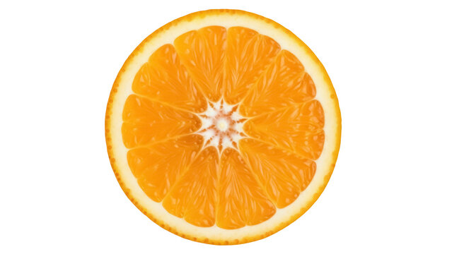 Bright orange slice PNG isolated on transparent background, juicy citrus fruit for healthy eating and summer designs
