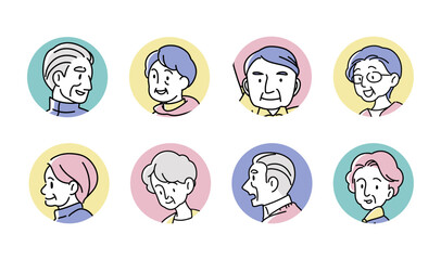 Senior People Icon Set | Elderly Men and Women Flat Illustration