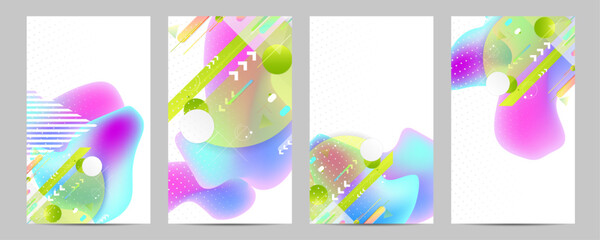 Set geometric colors fluid shapes eps 10. Flowing and liquid abstract gradient background for banner, poster or book. Vector design