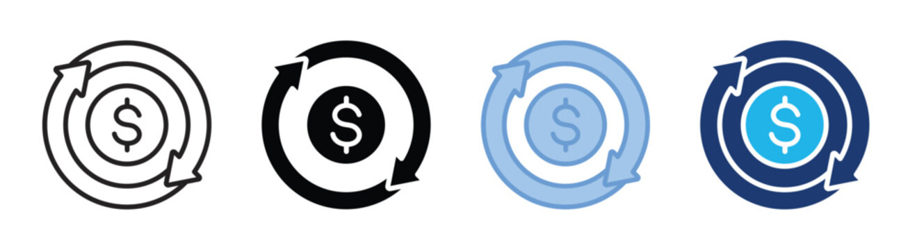 Return of investment icon set multiple style collection