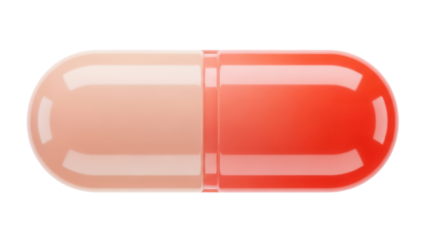 Two-tone capsule pill isolated PNG, pharmaceutical medication for health and wellness on transparent background