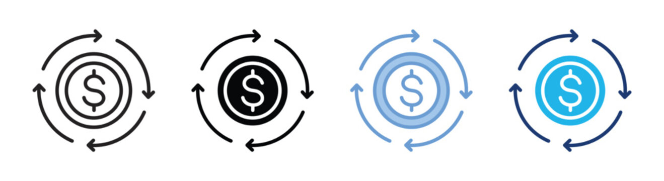 Refund icon set multiple style collection
