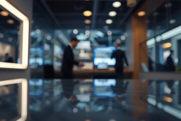 Generative AI depiction of a modern high-tech control room with blurred human operators and