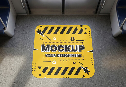Floor Decal Mockup On Subway Entrance Top View For Advertising
