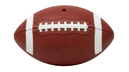 Brown American football PNG isolated on transparent background, sports equipment for game day and athletic design projects, realistic texture