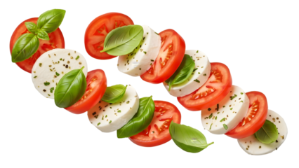 Fresh caprese salad skewer isolated on transparent background