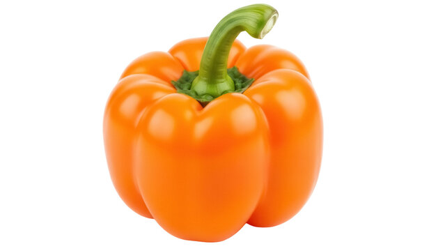 Vibrant orange bell pepper isolated PNG, fresh vegetable on transparent background for healthy eating and cooking concepts