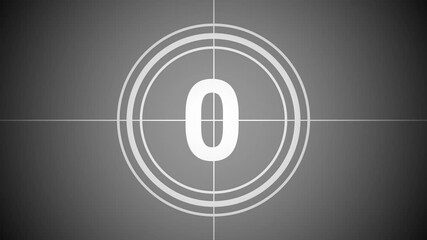 Five Second Retro Movie Countdown Circle Animation With Dust Scratches. High-quality 4K