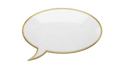 Fototapeta premium Golden speech bubble PNG isolated on transparent background, shiny talk balloon for communication and social media design