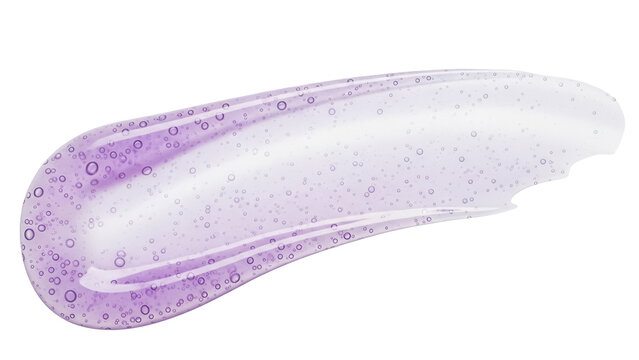 Purple cosmetic gel smear isolated PNG on transparent background, beauty product swatch with bubbles for skincare and makeup