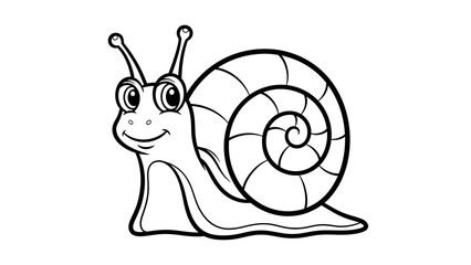 Cute Cartoon Snail Smiling and Crawling, Isolated White Background, Happy Garden Creature