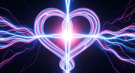 Abstract Glowing Plasma Heart Shape