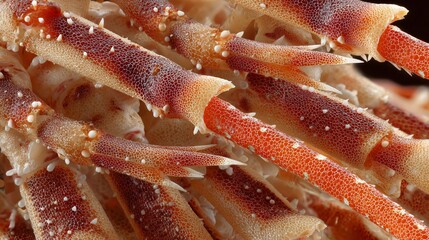 Crayfish tails photographed macro-style, texture emphasis