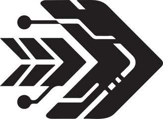 Modern arrow icon with circuit board design elements