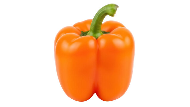 Vibrant orange bell pepper PNG isolated on transparent background, fresh vegetable for cooking and healthy eating