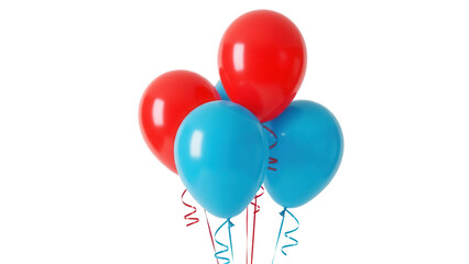Festive bunch of red and blue balloons PNG isolated on transparent background, party decoration for birthday and celebration © Mia