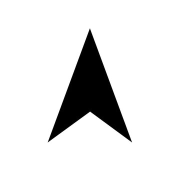 White Compass Navigation Arrow Icon PNG &ndash; Minimalist Black North Direction Symbol with Transparent Background