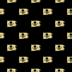 Fototapeta premium Pirate flag seamless pattern isolated on black background