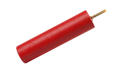 Red dynamite stick isolated PNG, explosive material for construction demolition and dangerous situations on transparent background