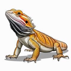 Obraz premium A highly detailed illustration of a bearded dragon lizard, showcasing its unique features and vibrant colors, ideal for animal enthusiasts and educational content.