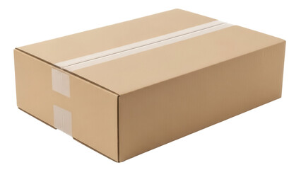 Cardboard box PNG isolated on transparent background, brown container for shipping and storage,...