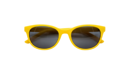 Bright yellow sunglasses isolated PNG on transparent background, stylish summer eyewear for sun protection and fashion accessory