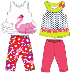 girls frocks with pant duck print 