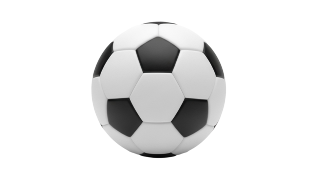 Classic soccer ball PNG isolated on transparent background, black and white football for sports design and game assets - Powered by Adobe