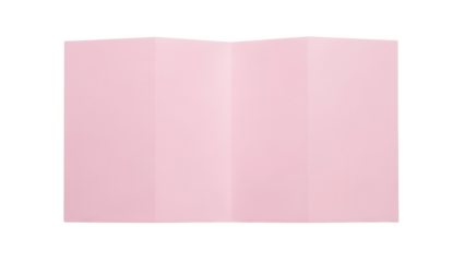 Light pink trifold brochure mockup isolated PNG on transparent background, blank folded paper template for graphic design and presentation