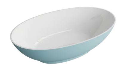 Light blue ceramic bowl isolated PNG on transparent background, modern tableware for food presentation and kitchen decor