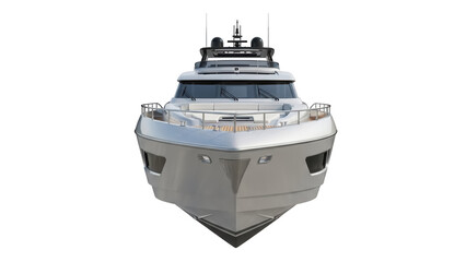 Luxury yacht isolated PNG, modern motorboat with sleek design on transparent background, expensive vessel for leisure and travel