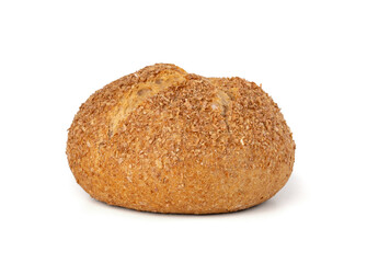 Brown rye bun isolated, round bread