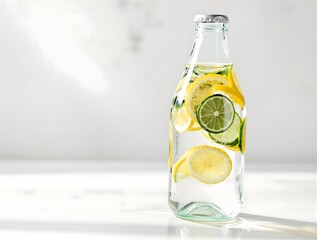 bottle of water with a lemon