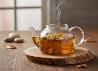 teapot with green tea