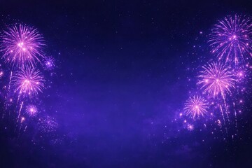 Purple Fireworks New Year Background with Copy Space for Celebration, Holiday Banner, and Festive Design