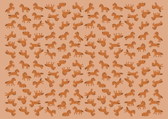 いろいろなポーズのかわいい馬模様イラスト