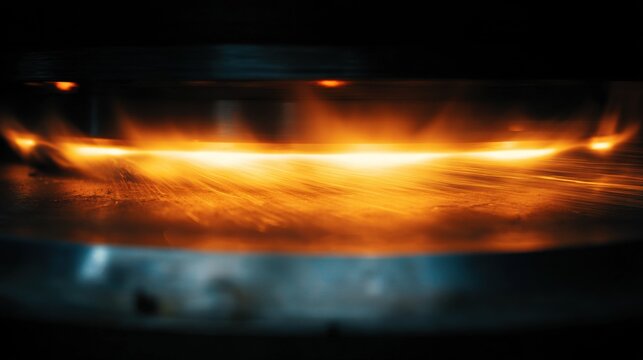 Medium shot capturing highintensity carburizing of steel parts emphasizing the deepening surface hardness with vivid furnace heat effects.
