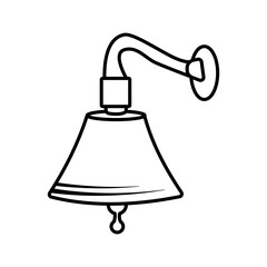 Wall Mounted Doorbell Line Icon in Hand-Drawn Style, Featuring an Antique Doorbell with Pull Push, for Home and Entryway Symbols