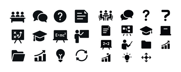 Education and communication icons set with planning and growth s