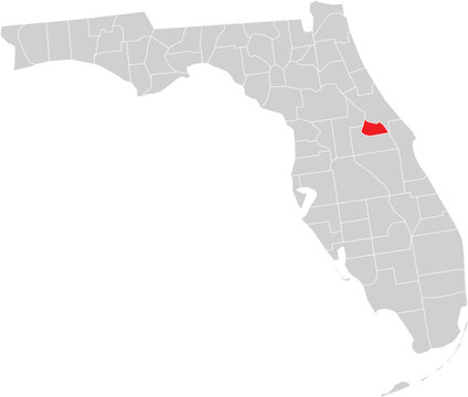 Seminole County on the Map of Florida State Editable Vector