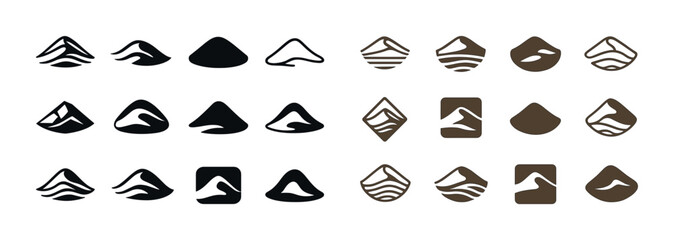 Abstract mountain logos collection in black and brown