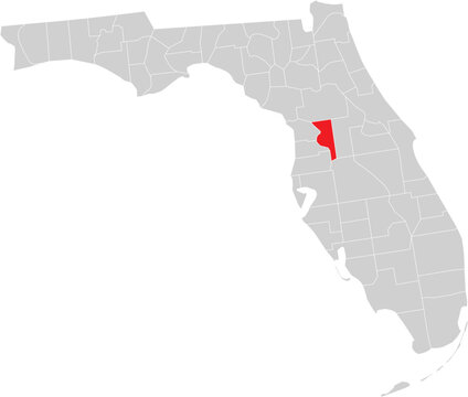 Sumter County on the Map of Florida State Editable Vector