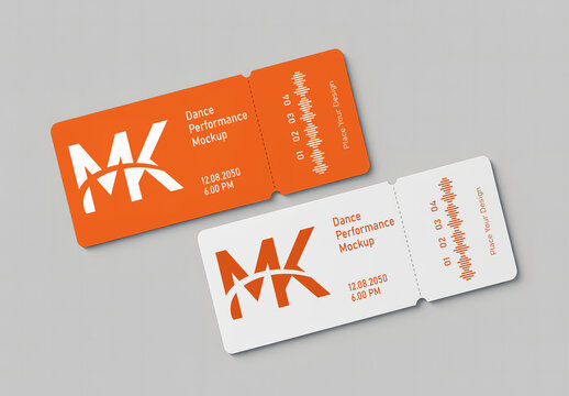 Dual Event Ticket Mockup Orange and White