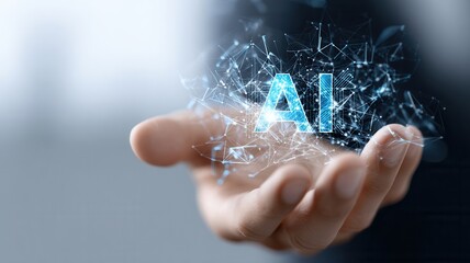 Hand holding glowing artificial intelligence - ai - concept, representing and innovation technology future digital