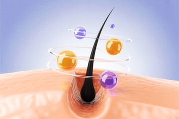 Eyelash with cosmetic particles