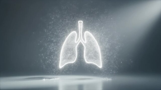 Glowing digital lungs with moving particles